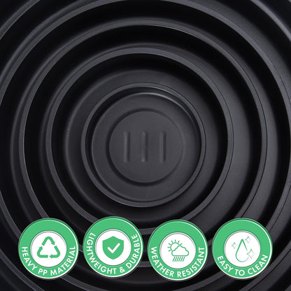 Phoenix Vine 6 Inch Plastic Plant Saucer Water Drip Tray, Heavy Sturdy Round Plant Drainage Tray for Indoors Outdoor, Set of 4, Matte Black, 21-TY-6B-4