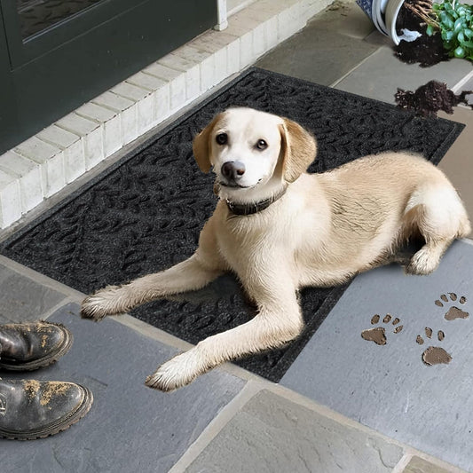 WaterHog Indoor/Outdoor Use Door Mat, 2' x 3', Made in USA, Welcome Mat for Front Door, Durable, Water-Trapping Floor Rug, Decorative, Skid-Resistant Entryway Rug, Boxwood Collection, Charcoal