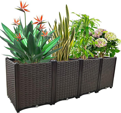 Large Planters for Outdoor Plants Raised Garden Bed Elevated Rectangular Garden Box Kits for Gardening, Vegetables, Flowers and Herbs in Backyard Patio Balcony