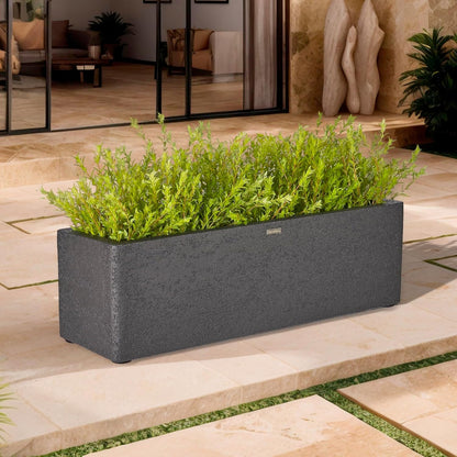 31 Inch Rectangular Concrete Planter,Durable All-Weather Use with Drainage Holes,Large Rectangular Planter for Outdoor Indoor Plants