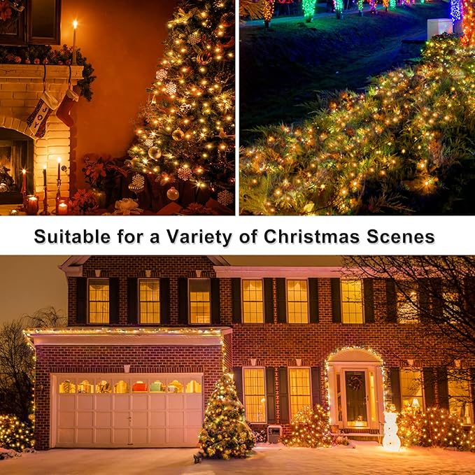 BlcTec Christmas Lights 800 LED 272FT Christmas Tree Lights with 8 Modes, Waterproof, Timer and Connectable Christmas String Lights for Indoor Outdoor Xmas Decorations, Warm White
