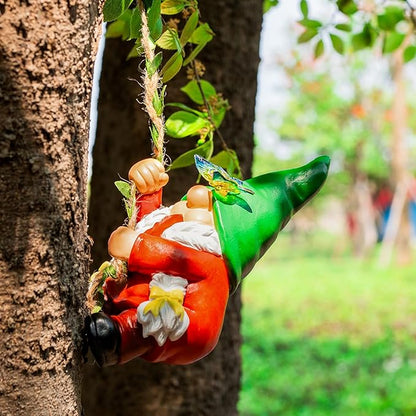 Hanging Gnome Garden Statue Climbing Garden Gnomes Lady with Butterfly Decoration Tree Hugger for Outdoor Lawn Home Patio Yard Birthday Christmas Gardening Gifts for Mom Women