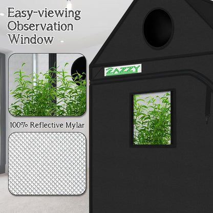 zazzy Grow Tent 60"x60"x72" Roof Cube Plant Grow Tents with Observation Window and Removable Floor Tray for Indoor Plant Growing Seedling 5x5