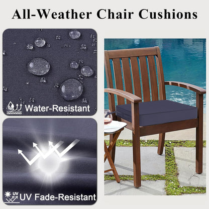 Outdoor Chair Cushions Set of 2 for Patio Furniture 22x22x4 Inch Waterproof Patio Chair Cushion 3 Year Color Fastness Square Elastic Foam Garden Sofa Couch Pads with Ties and Handle,Grey