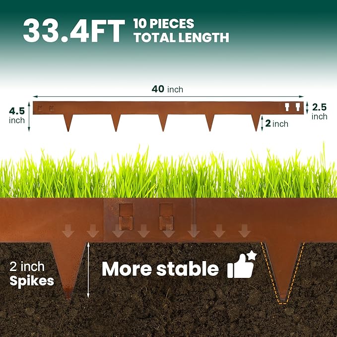 Corten Steel Landscape Edging 4.5 Inch Depth Steel Landscaping Edging 40 Inch Strips10 pcs Metal Garden Landscape Border Rusted Edge for Lawn Yard Outdoor Plant by GZGNEEVL