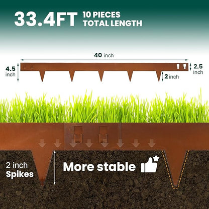 Corten Steel Landscape Edging 4.5 Inch Depth Steel Landscaping Edging 40 Inch Strips10 pcs Metal Garden Landscape Border Rusted Edge for Lawn Yard Outdoor Plant by GZGNEEVL