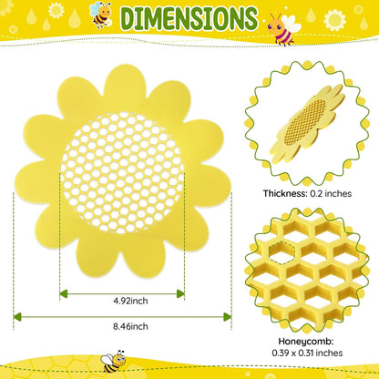Enhon 4 Pack Bee Watering Station, 8.5 inch Sunflower Floating Bee Island, Butterfly Feeder, Pontoon Watering Station for Butterfly Insect Feeding, Bath and Outdoors Garden Decor