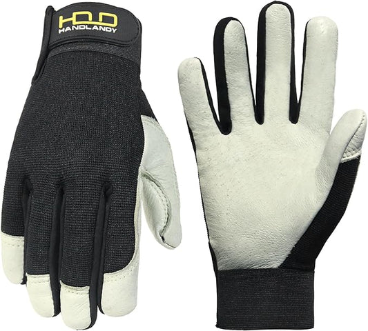 HANDLANDY Work Gloves for Men & Women, Utility Mechanic Working Gloves Touch Screen, Flexible Yard Work Gloves