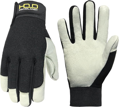 HANDLANDY Work Gloves for Men & Women, Utility Mechanic Working Gloves Touch Screen, Flexible Yard Work Gloves