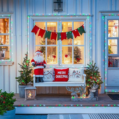 JMEXSUSS Red White and Green Christmas Lights, 2 Pack 100 LED 33 FT Solar Christmas Lights Outdoor Waterproof, Outdoor Solar String Lights for Outside Garden Yard Christmas Tree Decor