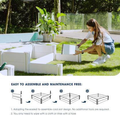 PASAMIC Durable Vinyl Raised Garden Bed, 4x4x1ft Raised Bed for Gardening, Planter Box with Open Bottom, Raised Garden Bed Outdoor, DIY Above Ground Garden Bed for Fruit, Vegetables, Herbs