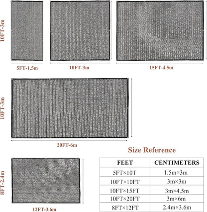 Garden expert 50% Black Shade Cloth 10x20FT Taped Edge with Grommets Sun Net Mesh for Garden Patio Backyard UV-Resistant