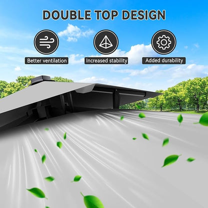10' X 10' Cantilever Patio Umbrella Outdoor Heavy Duty Double Top Windproof Square Offset Umbrellas with 360-degree Rotation for Pool Deck Backyard, Foggy Grey