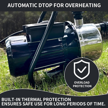 LANCHEZ 1.2 HP Portable Shallow Well Garden Pump, 1828 GPH Stainless Steel Sprinkler Pump, 115V Water Transfer Draining Irrigation for Lawn