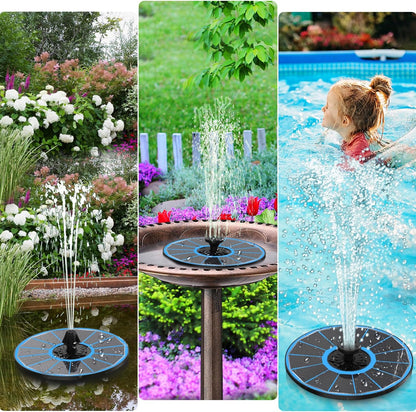 Solar Water Fountain with 2000 mAh Battery Backup Works in Cloudy, 3.5 W Glass Small Solar Fountain Pump with 7 Nozzles, Bird Bath Fountains Solar Power for Bird Bath, Hummingbird,Pond, Garden