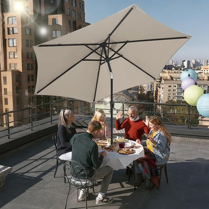 FLAME&SHADE 10ft Patio Umbrella - Outdoor Umbrella with 6 Sturdy Ribs, Push Button Tilt and Crank, UV Protection Table Market Umbrella for Pool, Porch，Garden, Deck, Backyard (Taupe)