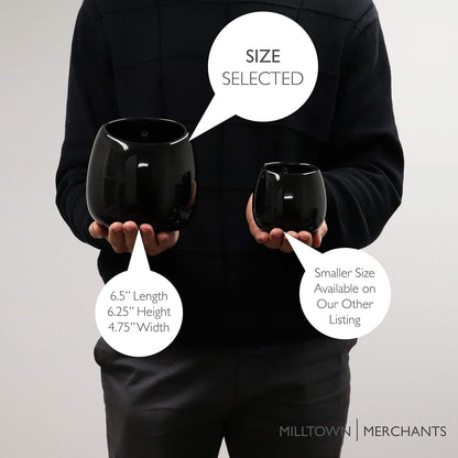 Milltown Merchants Succulent Planters - Wall Vases - White Ceramic Mounted Pots - Succulent Pots, Hanging Vases for Living Wall (1 Pack/Modern/Black)