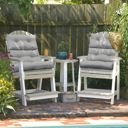LVTXIII Outdoor 44x22-inch High Back Chair Cushions, Patio Solid Tufted Adirondack Chair Seat Cushions, Seasonal Replacement Rocking Chair Cushion with Ties, Set of 2, Strip Grey