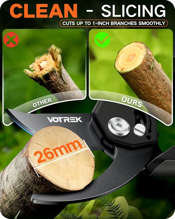 8.5" Pruning Shears for Gardening, 【Unique Stepless Handle Opening】Professional Bypass Garden Clipper for All Hands, SK5 Steel Blades, Heavy Duty Ergonomic Plant Pruners for Branch