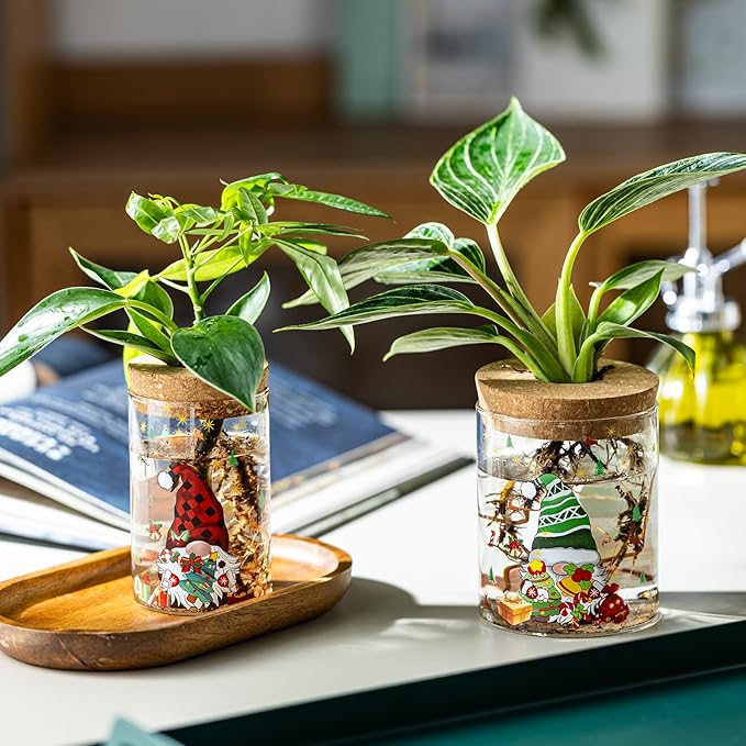 Christmas Vase, Christmas Themed Propagation Stations, Glass Propagation Vases for Plants, Cuttings, Desktop Planter Vase for Home & Office Decor, Set of 12 (6 Large & 6 Small)