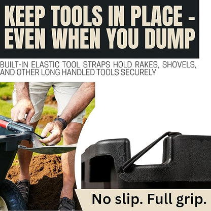 Heavy-Duty Garden Cart on Wheels – 7 Cu. Ft. 2-in-1 Utility Wagon & Wheelbarrow, Push or Tow Design, 600 lb. Capacity, All-Terrain Utility Cart with 13" No-Flat Wheels