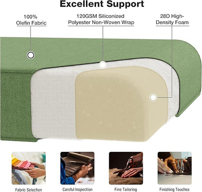 Joyside Outdoor Chair Cushions Set, 22x25/22x24 Inch Patio Furniture Deep Seat Cushions, Water Resistant & Thick Cushion, Outdoor Replacement Cushions for Seat and Sofa (Green, 6 Set)