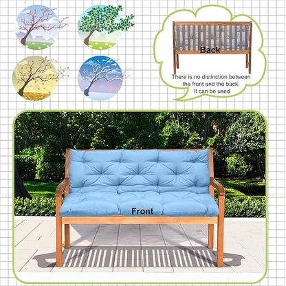 Swing Replacement Cushions with Backrest, 2 or 3 Seater Waterproof Non-Slip Overstuffed Swing Pad, Indoor/Outdoor Bench Cushion for Porch Chair Swings Garden Furniture(Sky Blue 40 * 40 in)