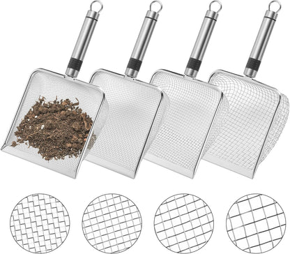 Adnee 4 Pcs Gardening Soil Sifter-5" W Garden Sieve Sifter with Handle (2/2.8/3.8/5 mm Mesh)-Portable Gardening Sifter for Gradening Sand Soil Dirt Compost