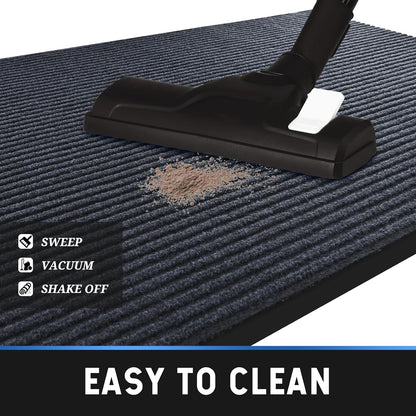 fani 2 PCS Heavy Duty Large Outdoor Indoor Entrance Doormat Grey Waterproof Low Profile Entrance Rug Front Door Mat Patio Anti-Skid Rubber Back, 35x60 inch (Grey)