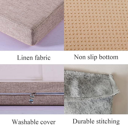 Bench Seat Cushions Memory Foam Chair Pads Non-Slip Rubber Back Indoor Swing/Settee Cushion 44x14 Inch, Khaki