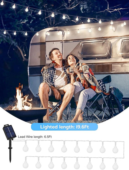 Brightown Solar Lights Outdoor Waterproof, 19.6Ft 60 LED Globe Solar String Lights for Outside, 8 Modes Outdoor Solar Lights for Yard Balcony Patio Tree Canopy Party (Pure White)