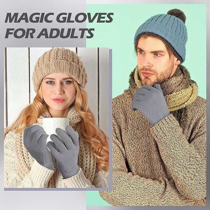 SATINIOR Magic Winter Gloves Unisex Gloves Knit Stretchy Mitten Full Fingers Warm Mitten for Men Women Sports