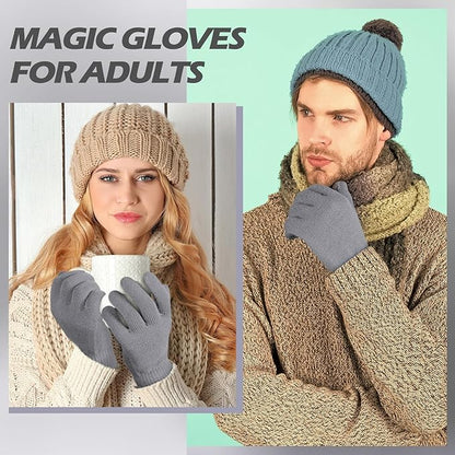 SATINIOR Magic Winter Gloves Unisex Gloves Knit Stretchy Mitten Full Fingers Warm Mitten for Men Women Sports