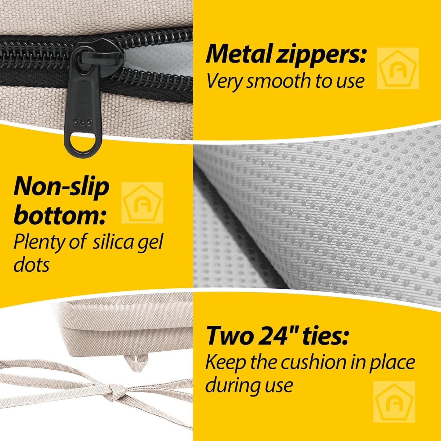 AAAAAcessories Outdoor Seat Cushions for Chairs, Waterproof, Fade-Resistant Patio Furniture Replacement Cushions, 18" x 18" x 2", Set of 2, Khaki Beige