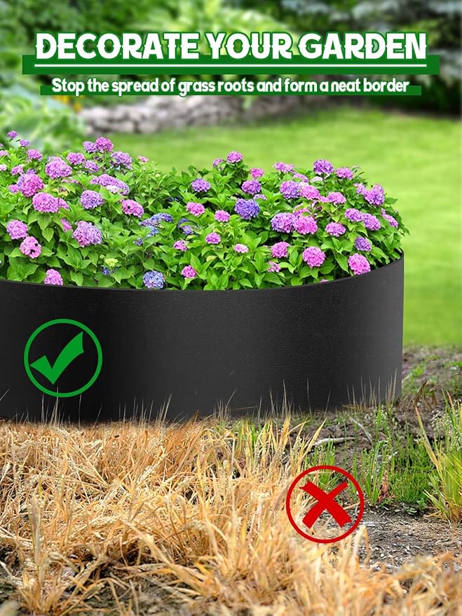 Kalolary Garden Landscape Edging, 5 inch x 60FT Garden Border Edging, Plastic Flower Bed Edging Borders Flexible Bender Border with 36 U Spikes for Lawn, Garden, Yard