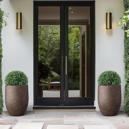 Kante 21.7" H Rusty Tall Planter, Large Outdoor Indoor Decorative Pot with Drainage Hole and Rubber Plug, Modern Round Style for Home and Garden