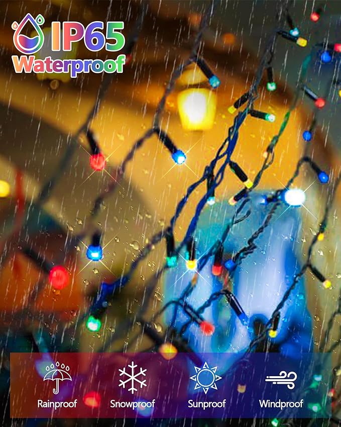 6 Pack Solar Christmas Lights Outdoor, 600 LED 198 FT Solar Powered String Lights Waterproof with Green Wire 8 Lighting Modes, Twikle Light for Xmas Tree Fence Party Yard Garden Decor, Multicolored