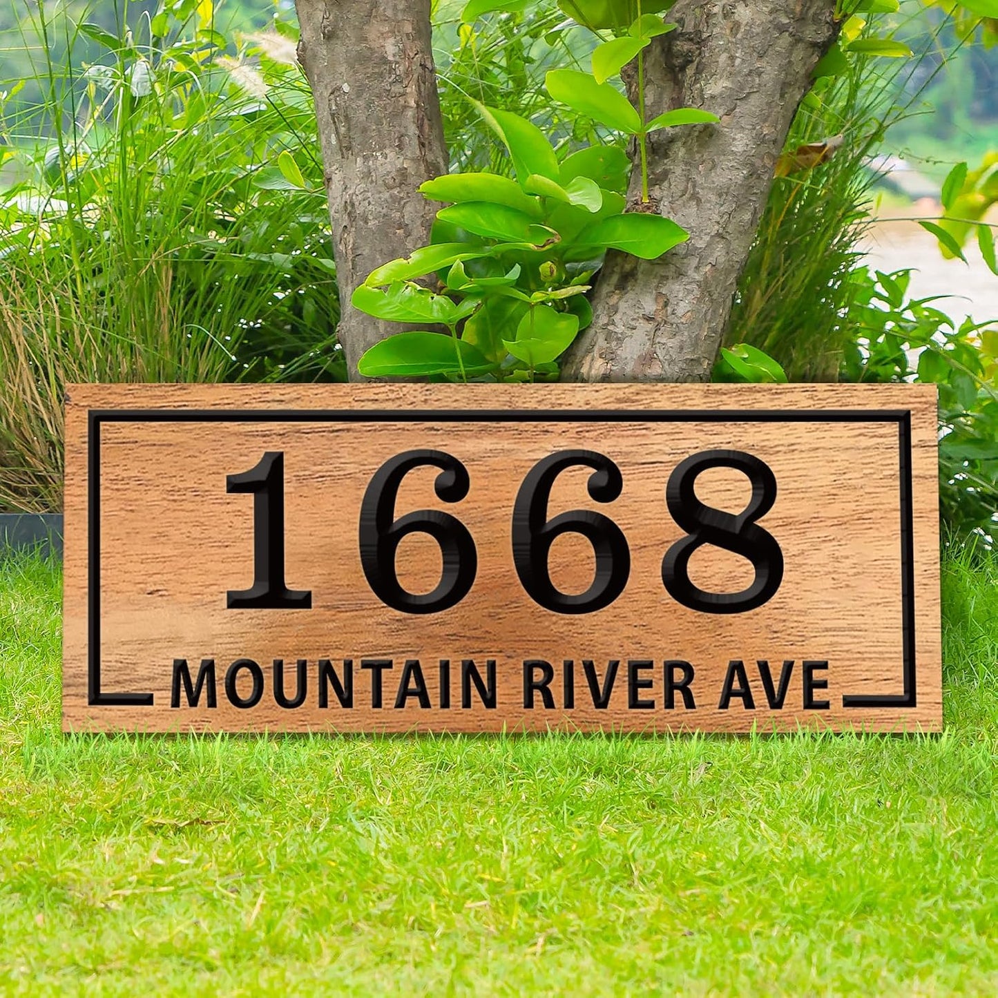 Custom Wood Address Sign Carved House Number Sign Personalized Street Name Plaque Outdoor Wooden Address Marker Custom Home Address Sign for Yard Porch Wall