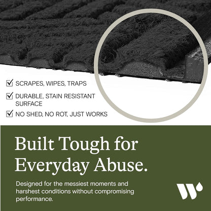 WaterHog Indoor/Outdoor Use Door Mat, 3' x 5', Made in USA, Welcome Mat for Front Door, Durable, Water-Trapping Floor Rug, Decorative, Skid-Resistant Entryway Rug, Boxwood Collection, Charcoal