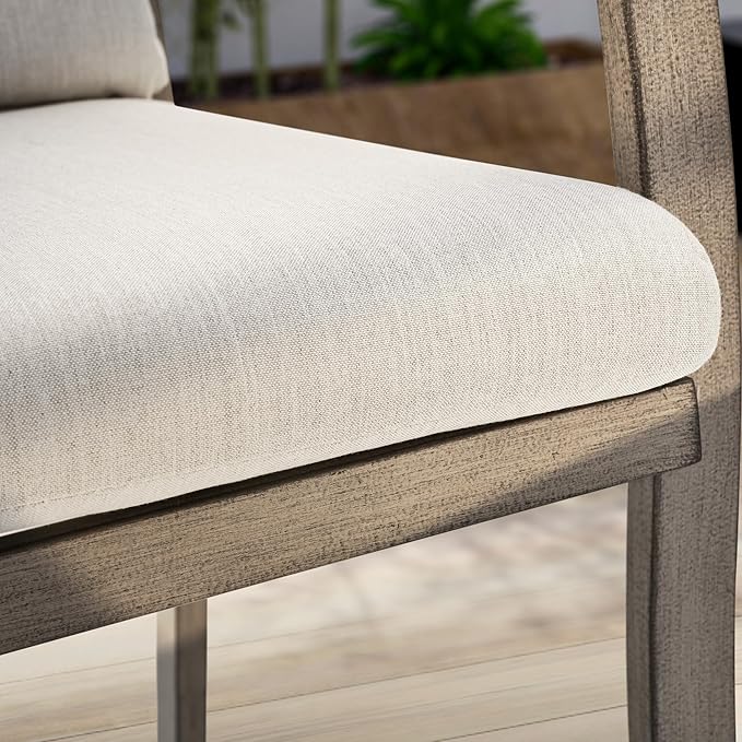 HAPPATIO 7 Piece Patio Dining Set, Aluminum Outdoor Dining Set for 6, Aluminum Dining Table and Chairs Set, Patio Furniture with Table, Chairs and Washable Cushions (Gray)