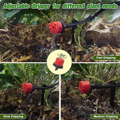 Automatic Drip Irrigation System, Indoor Plant Self Watering Devices for Vacation,Auto Plant Waterer,Drip Irrigation Timer for Potted Plants Indoor Garden Greenhouse (10 Pots,Adjustable Dripper)