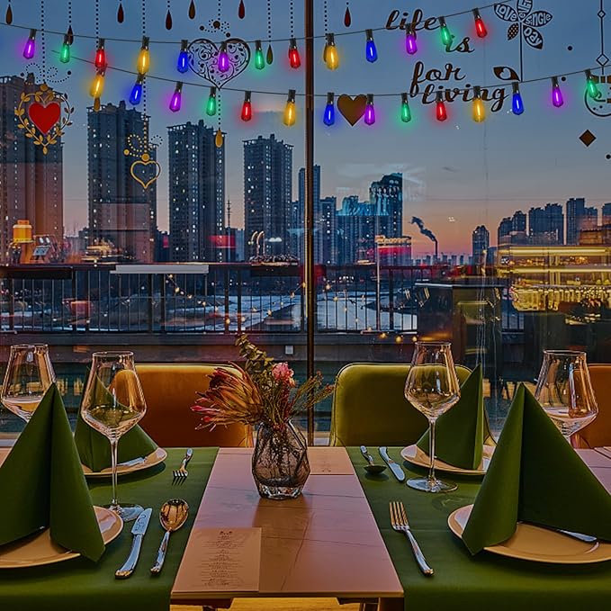 45Ft Multicolor Outdoor String Lights, ST40 Vintage Patio Lights with 32 LED Dimmable Edison Bulb (2 Spare), Christmas Colorful String Lights for Outdoor Patio Bistro Gazebo Pergola Backyard