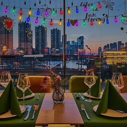 45Ft Multicolor Outdoor String Lights, ST40 Vintage Patio Lights with 32 LED Dimmable Edison Bulb (2 Spare), Christmas Colorful String Lights for Outdoor Patio Bistro Gazebo Pergola Backyard