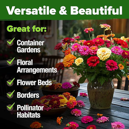 HOME GROWN Zinnia Seeds for 2026 - California Giant Mix - 14,600+ (4 oz) 𝗡𝗢𝗡-𝗚𝗠𝗢 𝗨𝗦𝗔 Plant Wildflower Blooms – Bulk Seeds for Planting Flowers Outside - Pollinator Gardens (Zinnia elegans)