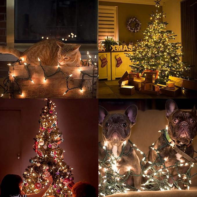 Christmas Lights, 150 Count 29 FT Christmas Mini String Lights, Green Wire Fairy Light, 120V UL Certified Connectable Xmas Tree Light for Patio, Holiday, Party, Outdoor Indoor Decoration, Warm White