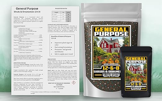 Fertilizer Commercial Grade | General Purpose 12-6-8 | 3 Pounds | Custom Professional Mix Blend | Shrub, Tree & Ornamental | Fast Release 60 Day Feed, Macronutrient & Micronutrient Formula for Plants