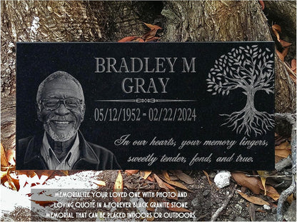 in Loving Memory Photo Tree of Life Personalized Granite Memorial Stone Sympathy Remembrance of Dad Mom Child
