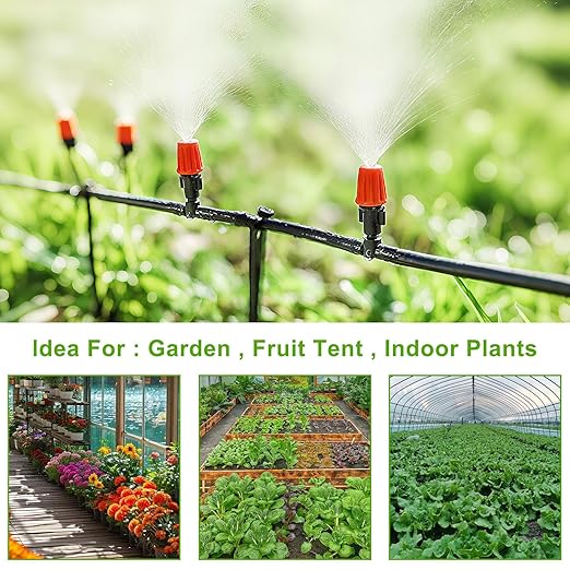 Drip Irrigation Kit 131FT 158PCS with 1/4" Black Distribution Tubing, Automatic Watering System for Garden, Greenhouse, Patio, Flower Bed, Lawn