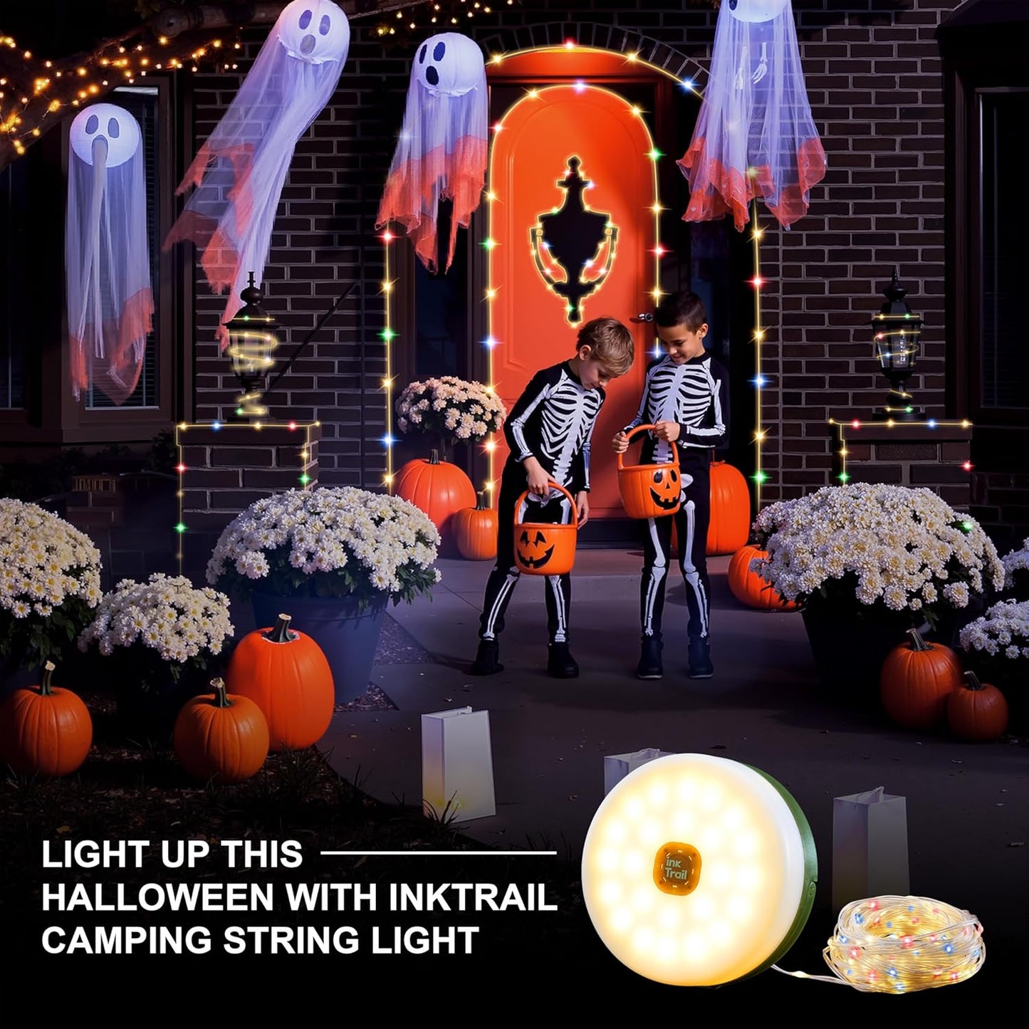 Solar Camping String Lights, 4 in 1 Quick Storage 33FT Rechargeable Tent Lights with 13 Lighting Modes, Hanging Waterproof Portable Retractable LED Lamp for Outdoor, Patio, RV, Awning, Garden, Party