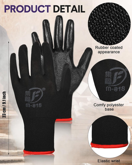 Nuogo 48 Pairs Gardening Gloves for Men Women Rubber Coated Safety Work Gloves Bulk for Gardening Construction Work